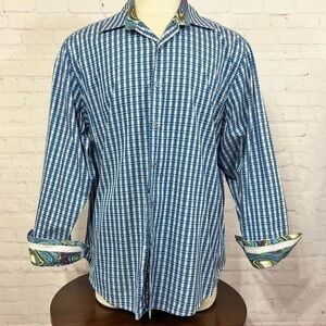 ROBERT GRAHAM LONG SLEEVE BUTTON DOWN SHIRT Flip Cuff Detail 2XL great condition